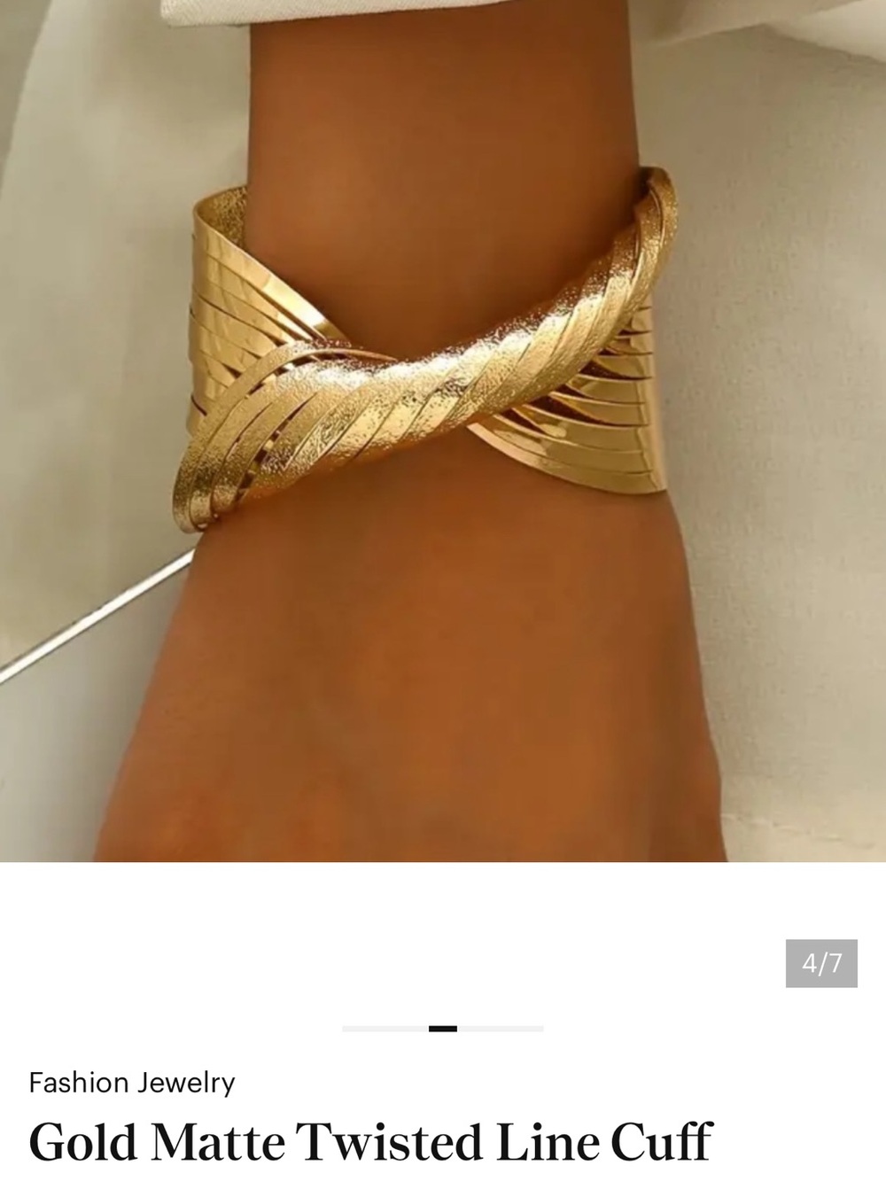 Gold Matte Cuff Bracelet. - Picture 3 of 8